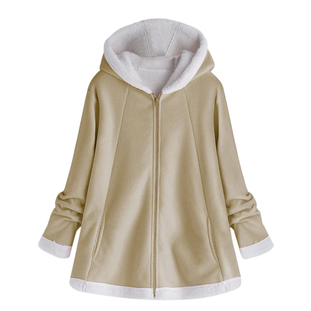 Women Plush Fleece Jackets Coat Fashion Autumn Winter/Women's Overcoat Zipper Outwear Jacket Female Casual