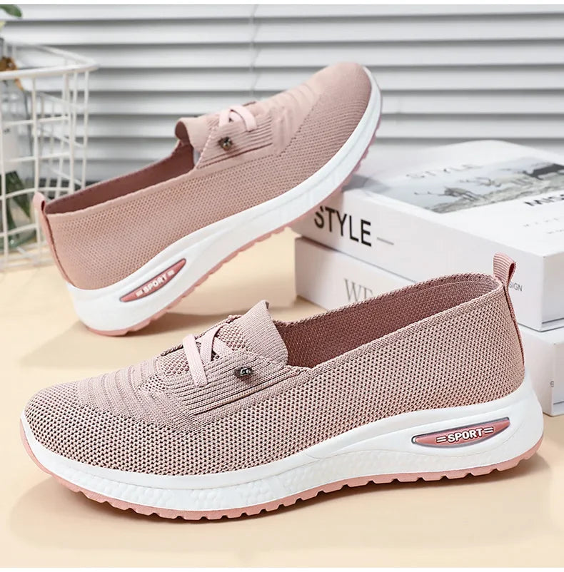 Women's Casual Shoes Fashion Breathable Walking Flat Bottom/Sports Shoes Women's Fitness Large Pink Women's Shoes