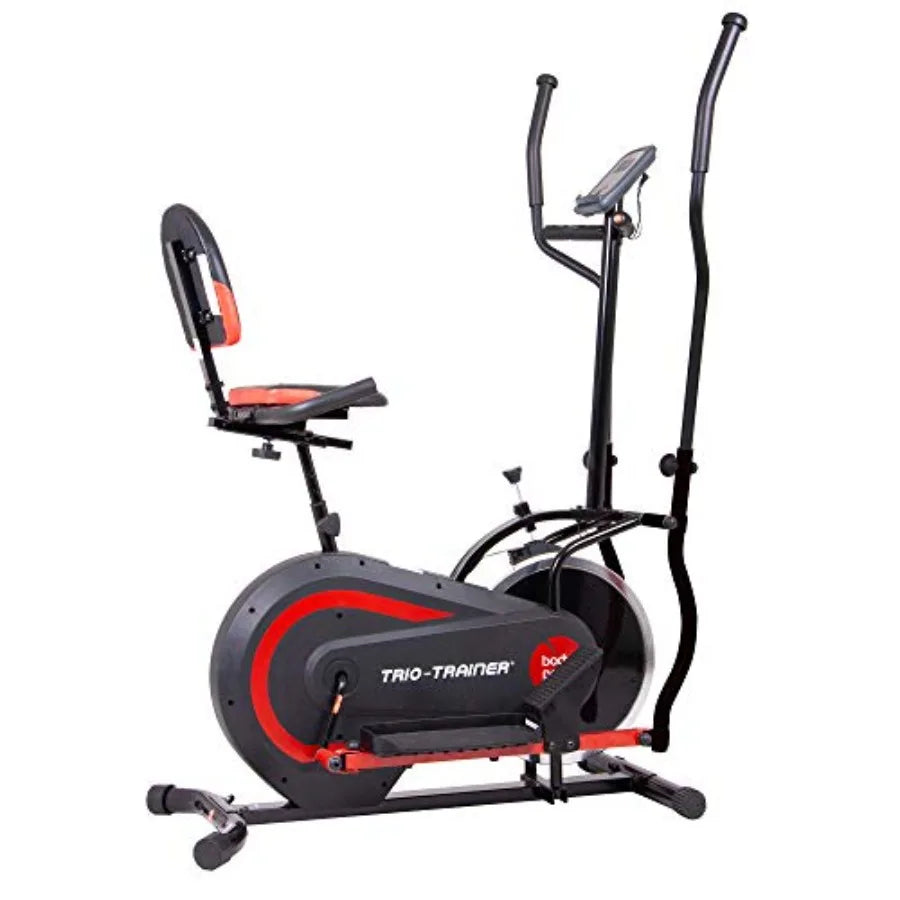 3 in 1 Exercise Machine with Seat Back Cushion Elliptical/Upright Cycling and Reclined Bike Modes Digital Comp