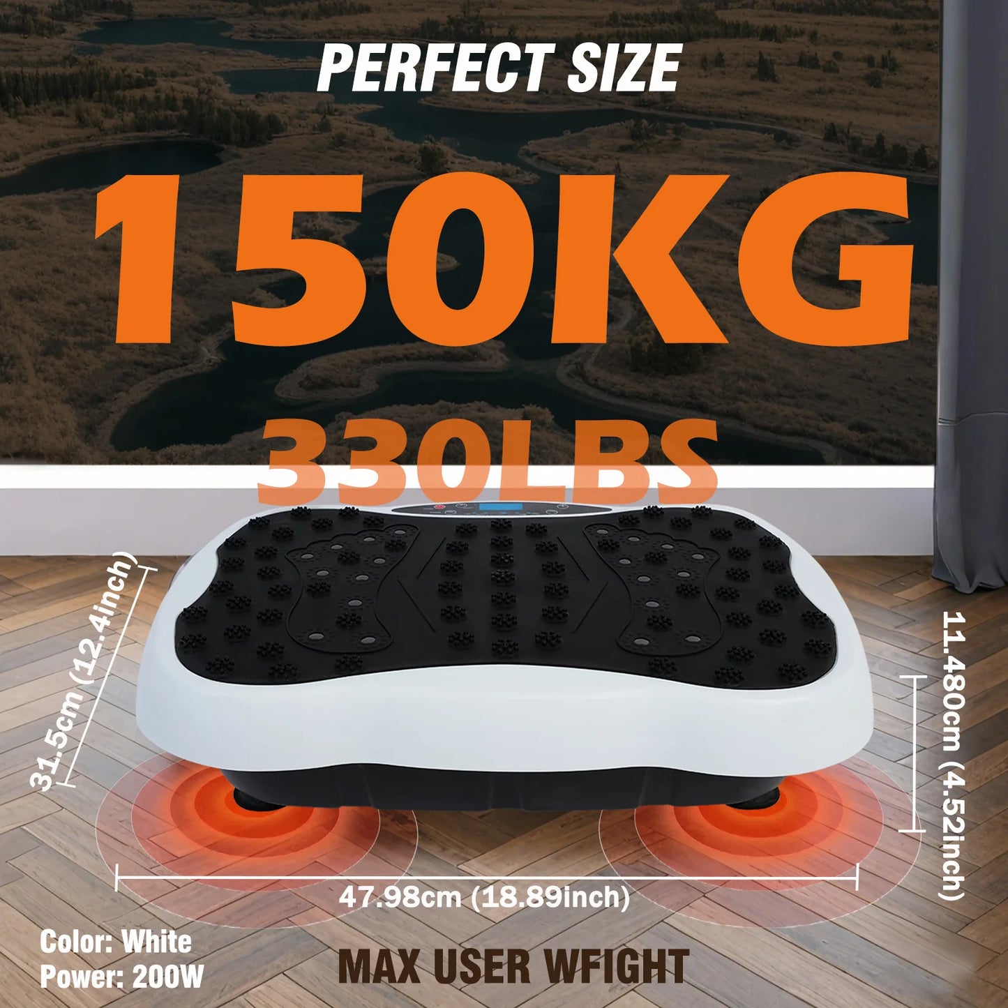 Full-Body Vibration Plate Exercise Machine Fitness Equipment Workout/330lbs Weight Loss with Resistance Bands Remote Control