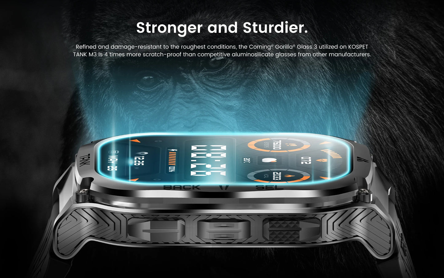Original KOSPET TANK M3 Smart Watches For Men Smartwatch/480mAh Electronic Digital Fitness AMOLED AOD Bluetooth Watches