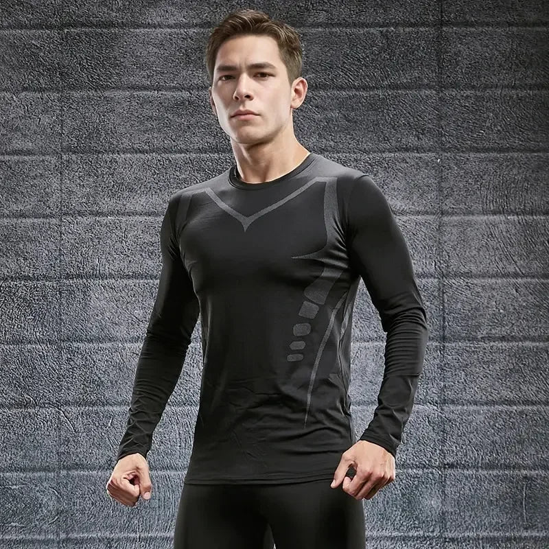 Men's Gym Compression Shirt Male Rash guard Fitness Long Sleeves/Running Clothes Homme T Shirt Football Jersey Sportswear Dry Fit