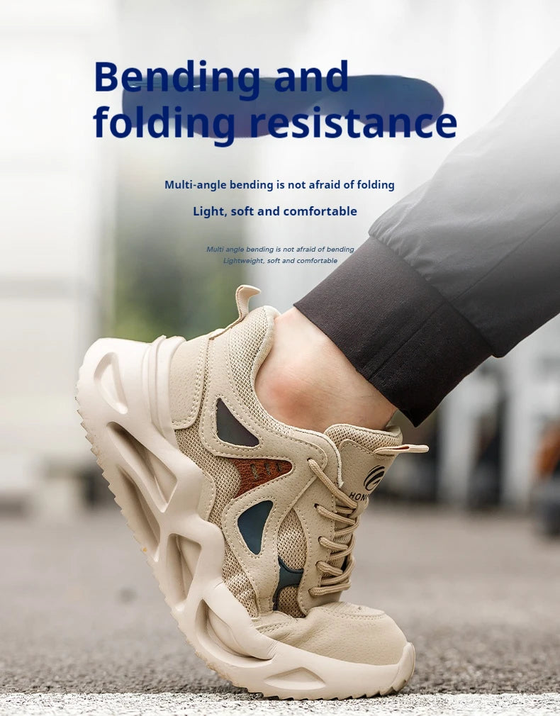Breathable Steel Toe Sneakers for Men Lightweight Safety Shoes/Anti-smash Anti-puncture Work Sneakers Adjustable Shoes