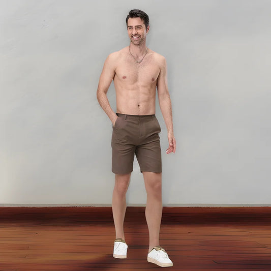 Men s Lightweight Linen Shorts with Elastic Waistband and Pockets/Casual Knee-Length Breathable Summer Shorts