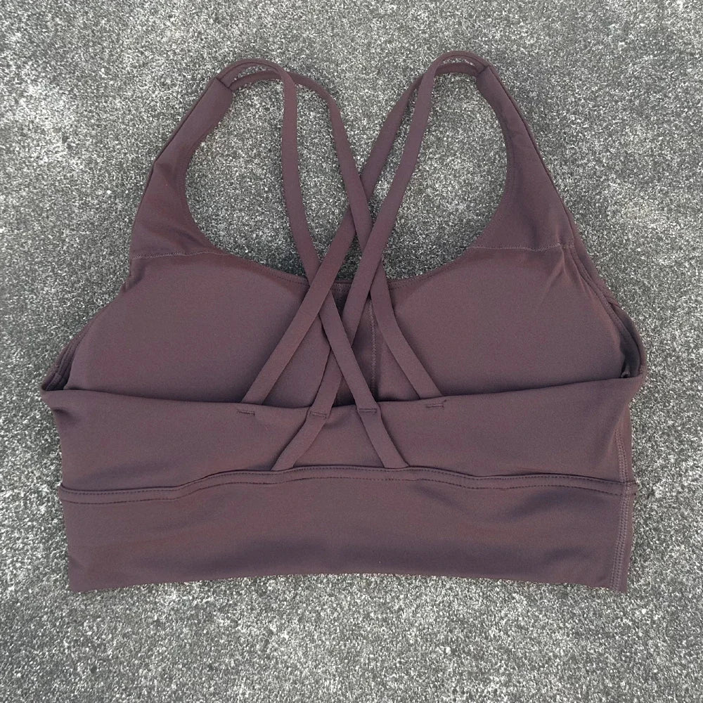Women Sports Bra Sexy Criss Cross Straps Back High Support/Impact Yoga Underwear Running Fitness Gym Padded Bralette