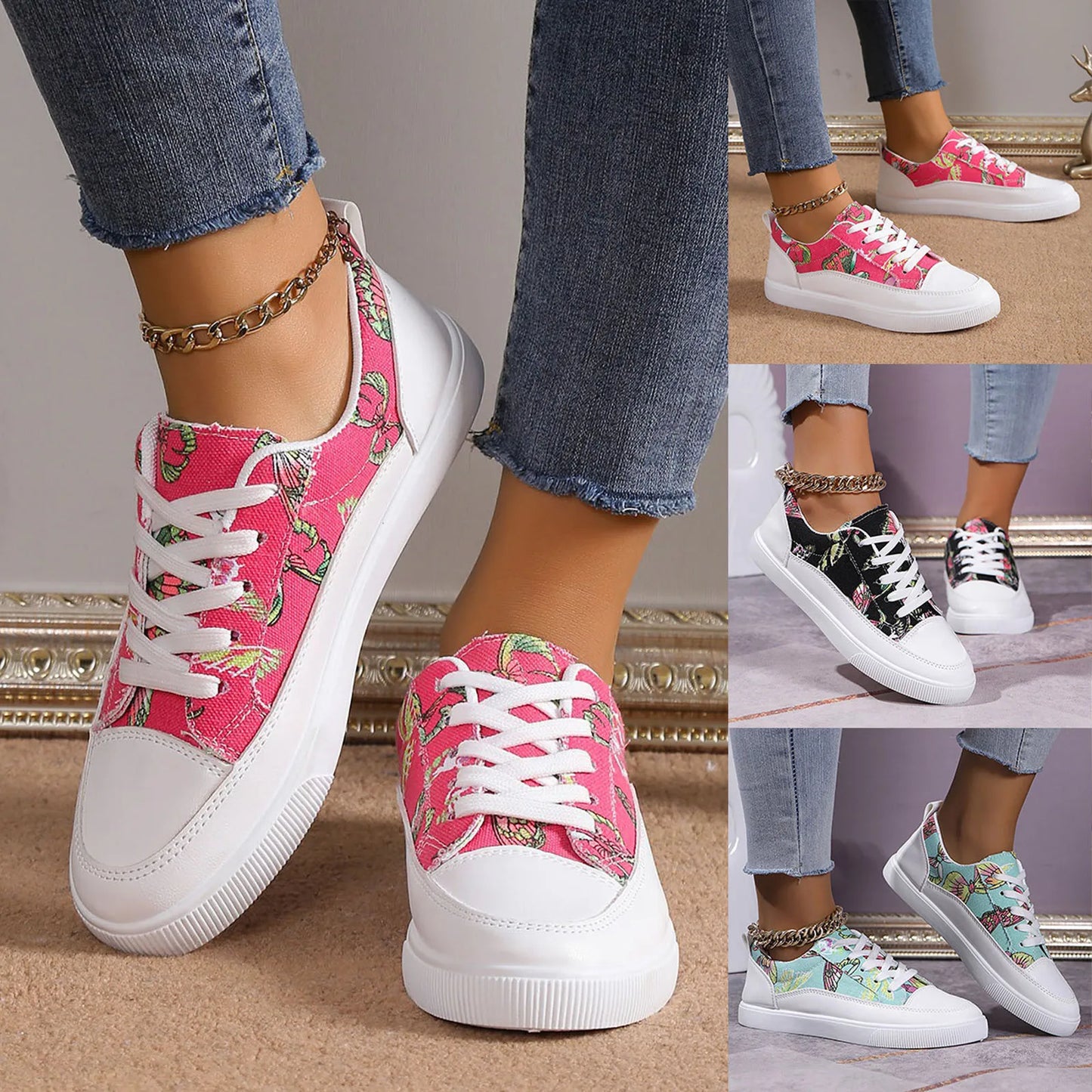 2024 Spring Autumn Shoes Womens Breathable/Lace Up Casual Large Size Platform Shoes