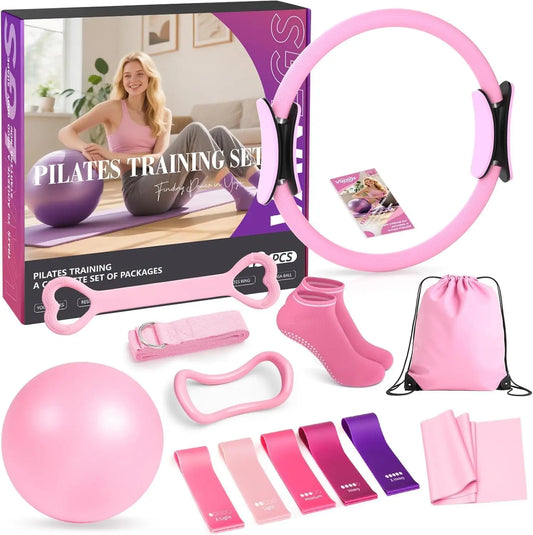 13-Piece Pilates Kit for Women Ring Ball Resistance Bands/Home Workout Essentials for Beginners