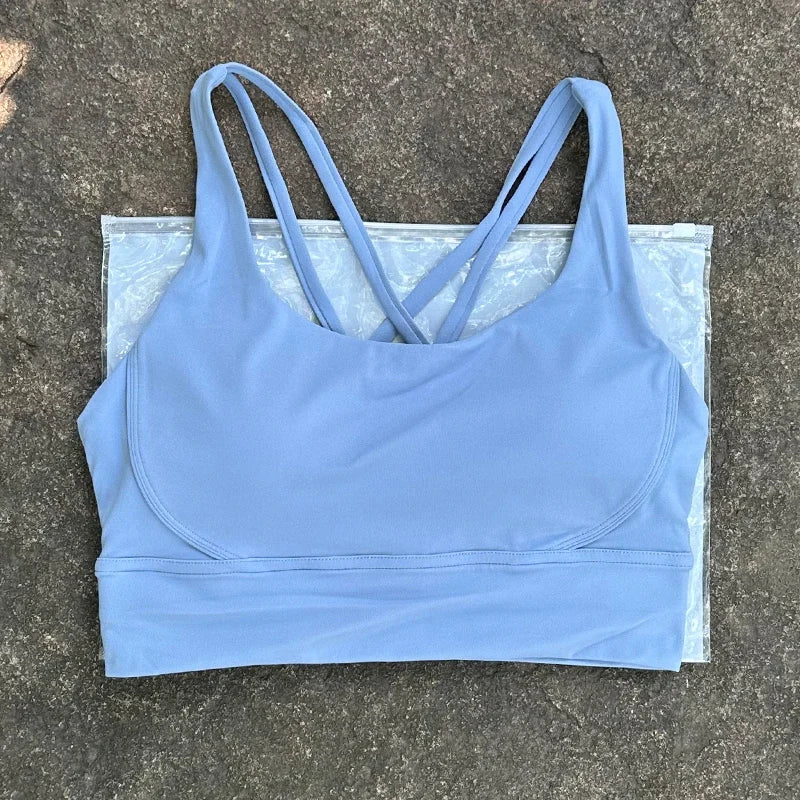 Women Sports Bra Sexy Criss Cross Straps Back High Support/Impact Yoga Underwear Running Fitness Gym Padded Bralette