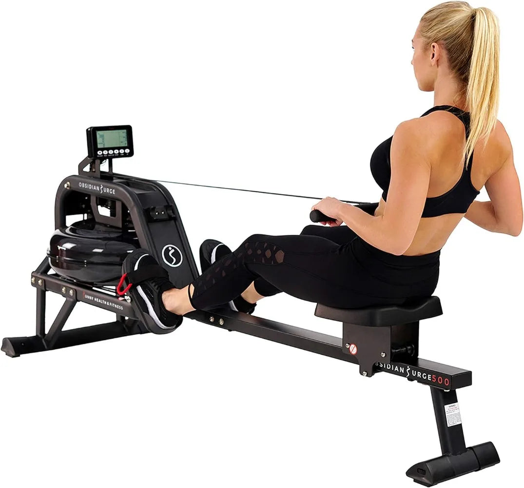 Water Rowing Machine, Indoor Exercise Plus Optional Connected/Fitness with Wooden Smart Foldable