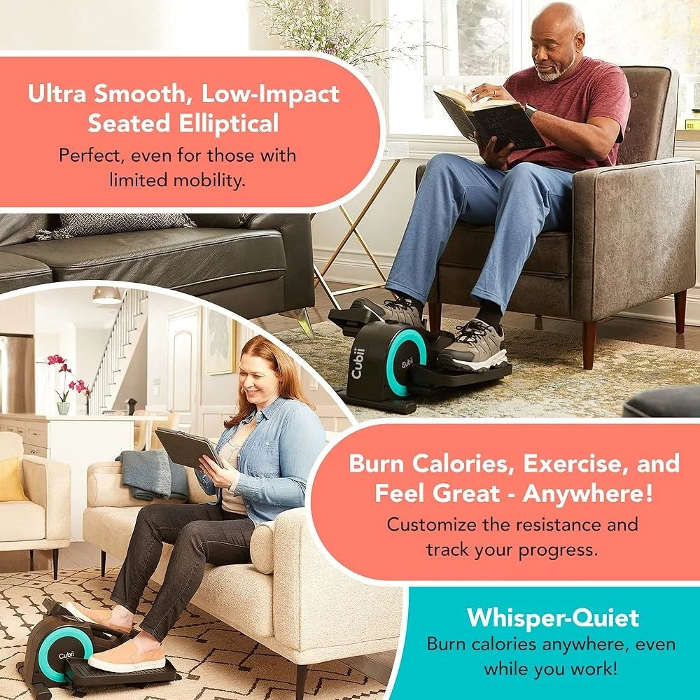 Under Desk Elliptical Mini Bike Pedal Exerciser Adjustable Fitness Machine/Home Office Workout Low Impact Leg Exerciser LCD