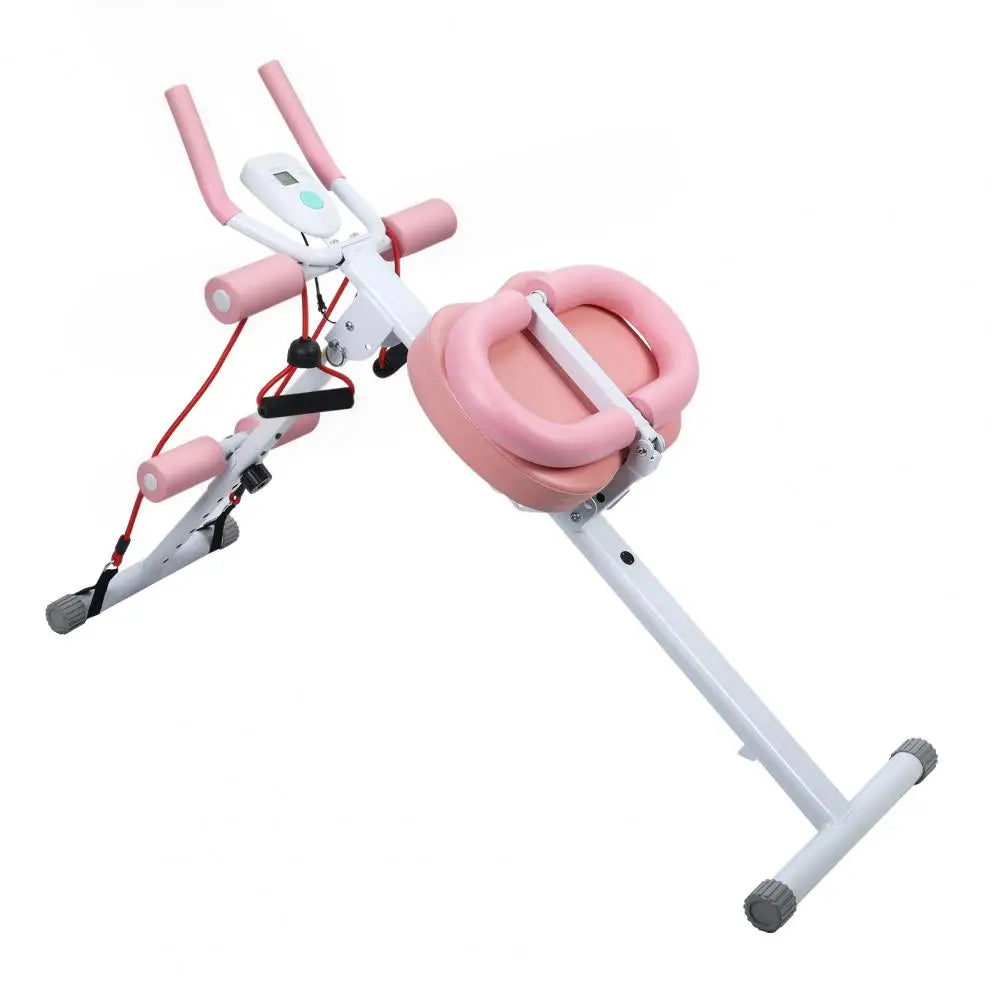 Height Adjustments Abdominal Trainer Ab Machine with LCD Display Screen/Foam Handle Full Body Workout Abdominal Exercise Machine