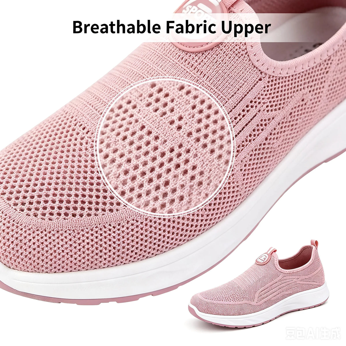 New Women Slip On Walking Sneakers Breathable Flying Knit Mesh/Casual Loafers Lightweight Cushion Platform Non Slip Sneakers