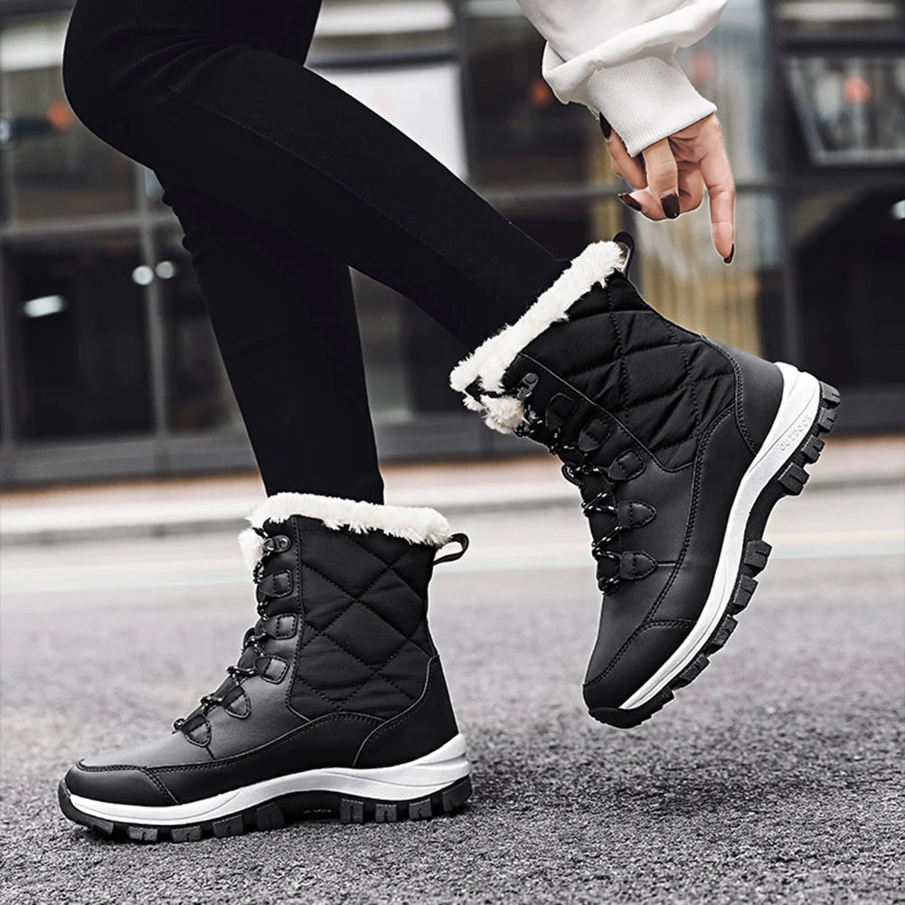 Women Lace Up Boots Snow Boots Winter/Warm Snow Boots Comfortable Ankle Platform Boots