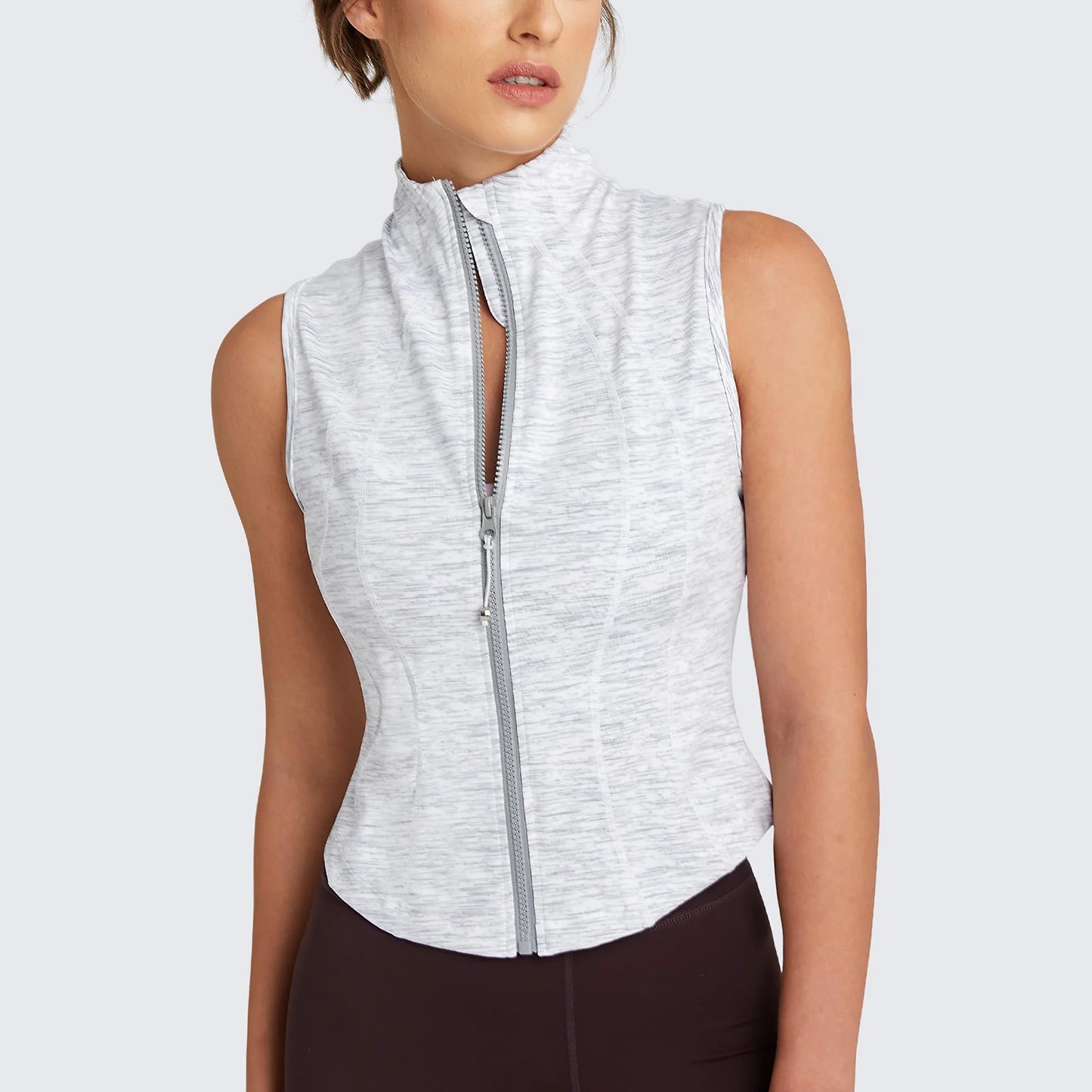 Women Workout Sleeveless Yoga Jacket Solid Zip-Up Stand Collar/Slim Athletic Running Tennis Yoga Breathable Running Tank Tops