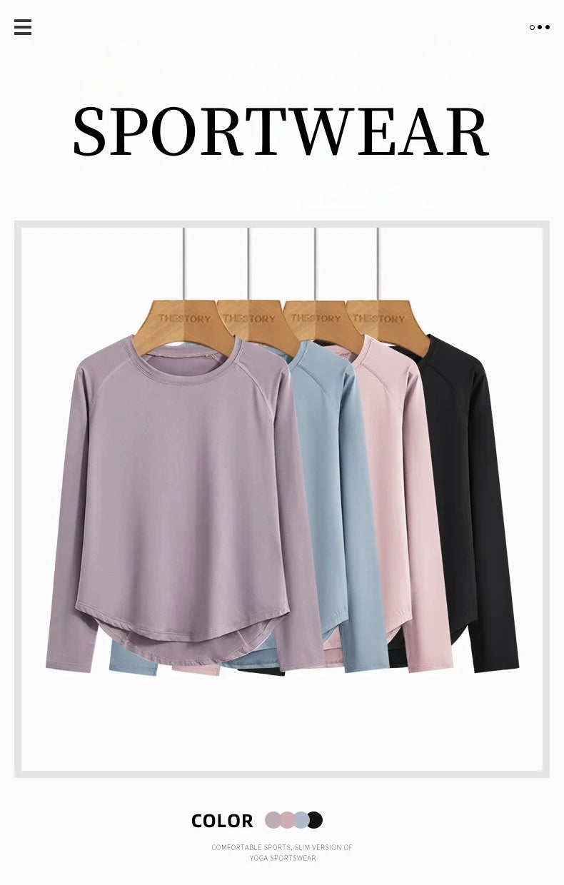 DRUR Long Sleeve Gym Top Women Breathable Quick Dry Workout Tshirt/Loose Fit Running Tee Yoga Clothing Sportswear Activewear New