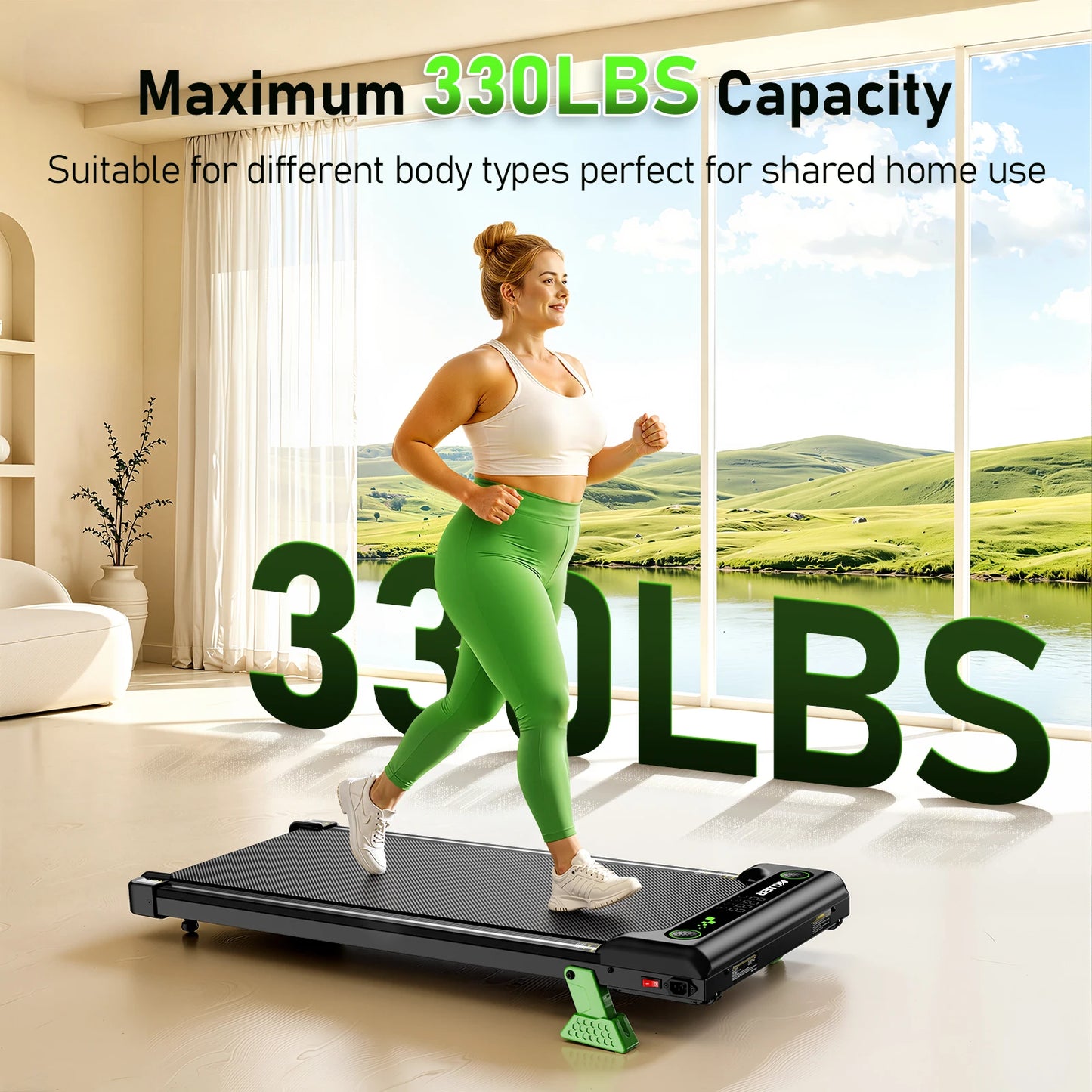 Akluer Walking Pad, Under Desk Treadmill with Incline for Home Office/2.5HP Portable Walking Treadmill with 300 Lbs Weight Capacity