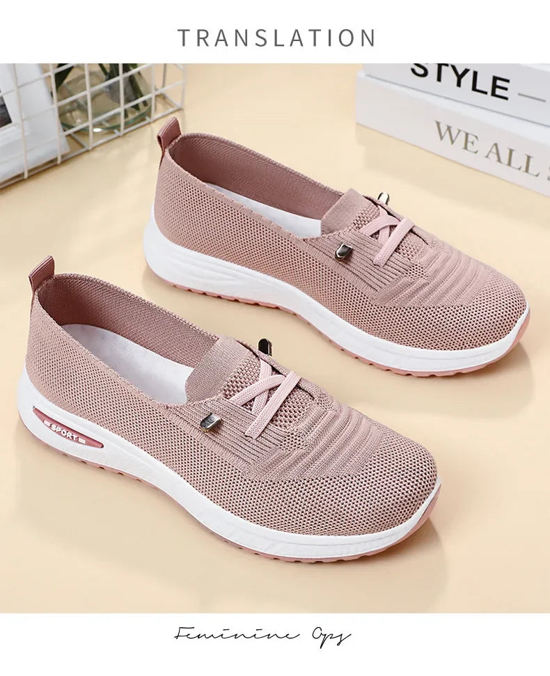 Women's Casual Shoes Fashion Breathable Walking Flat Bottom/Sports Shoes Women's Fitness Large Pink Women's Shoes