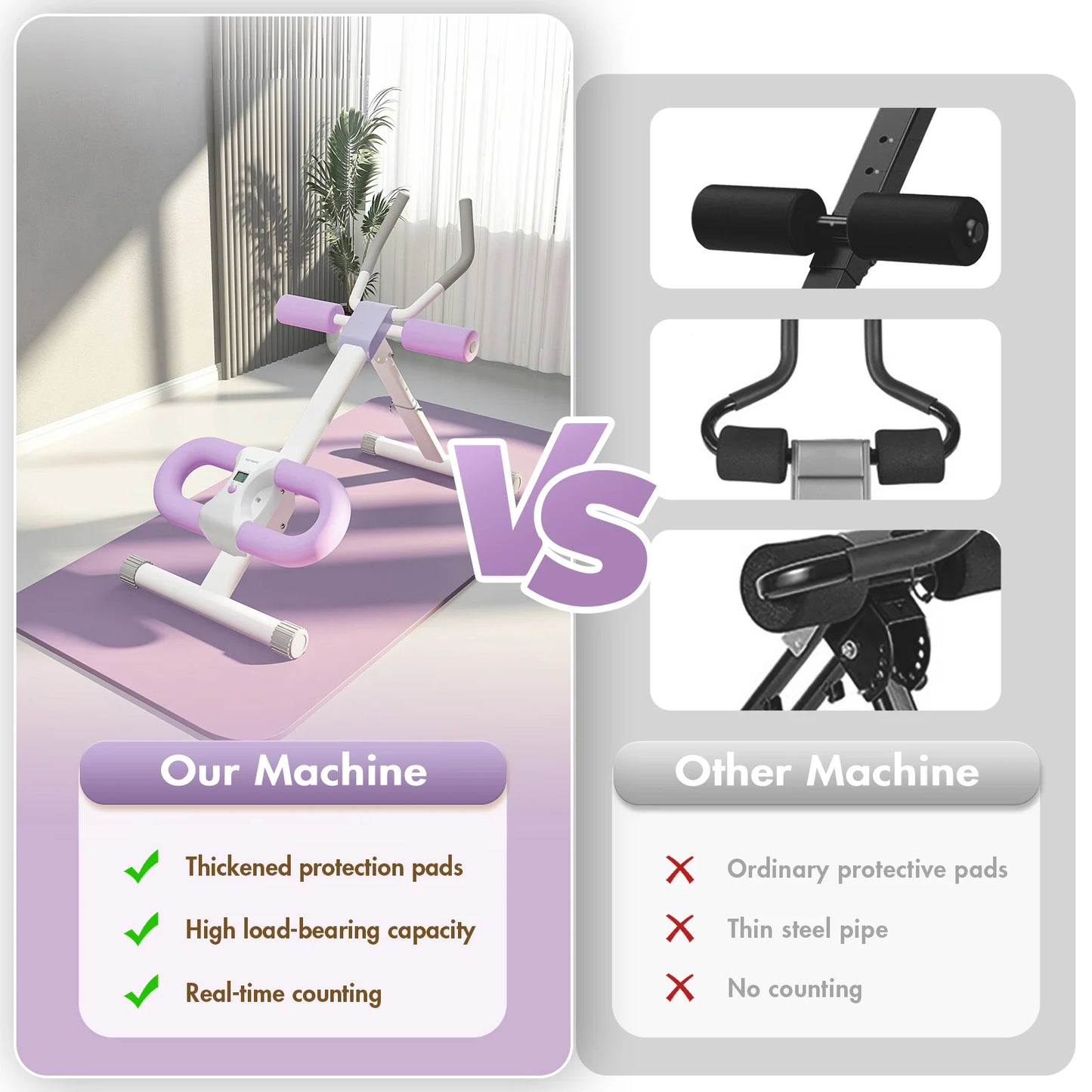 Ab Workout Machine Abdominal Adjustable Folding Crunch/Trainer Core Machine Full Body  Equipment for Home Gym