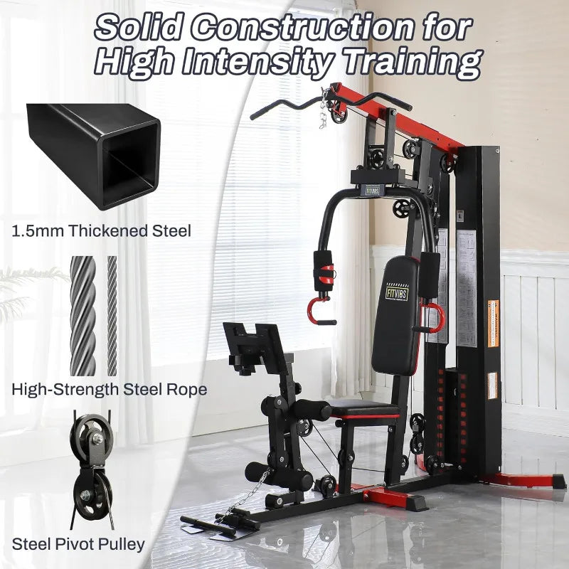 Workout Equipment with Leg Press, Exercise Equipment for Home/with Pulley System, Home Gym Equipment for Full Body