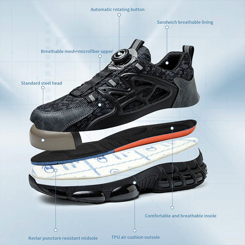Work Safety Shoes Boots Women Steel Toe Cap Sport Sneakers/Puncture Proof Crash Proof Light Wear Resistant Industrial Shoes