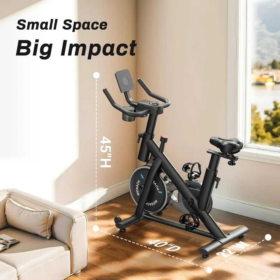 Exercise Bike, Brake Pad Stationary Bike, Low Noise Indoor Cycling Bike/with 300lbs Weight Capacity Tablet Mount and Fitness