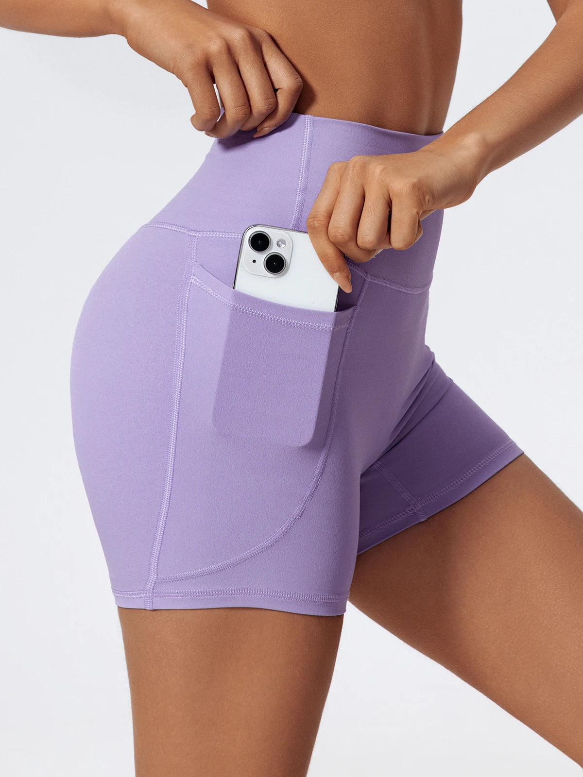 Hearuisavy Women Summer High Waist Shorts with Pockets/Quick Dry Yoga Cycling Gym Workout Sports Bottoms
