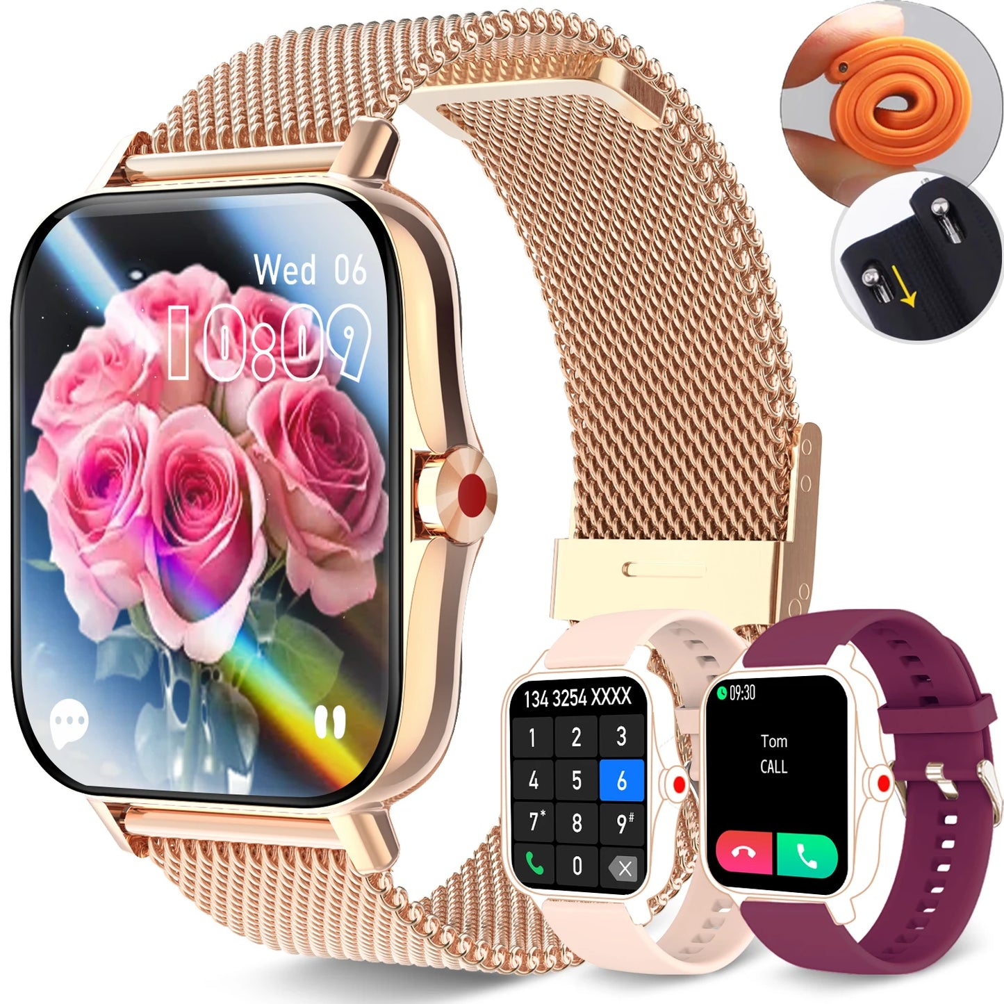 Smart Watch-Answer/Make Calls Touch Screen Smartwatch/for iPhone/Android, Fitness Tracker/Sports Tracker Watch