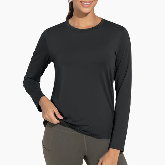 THE GYM PEOPLE Women's Ultra Soft Long Sleeve/Workout Shirts Basic Crewneck Athletic Running Tops