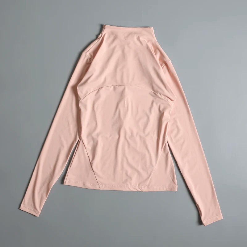 New yoga wear ladies coat round high elastic loose exercise/yoga fitness long sleeve stand-up collar yoga tops