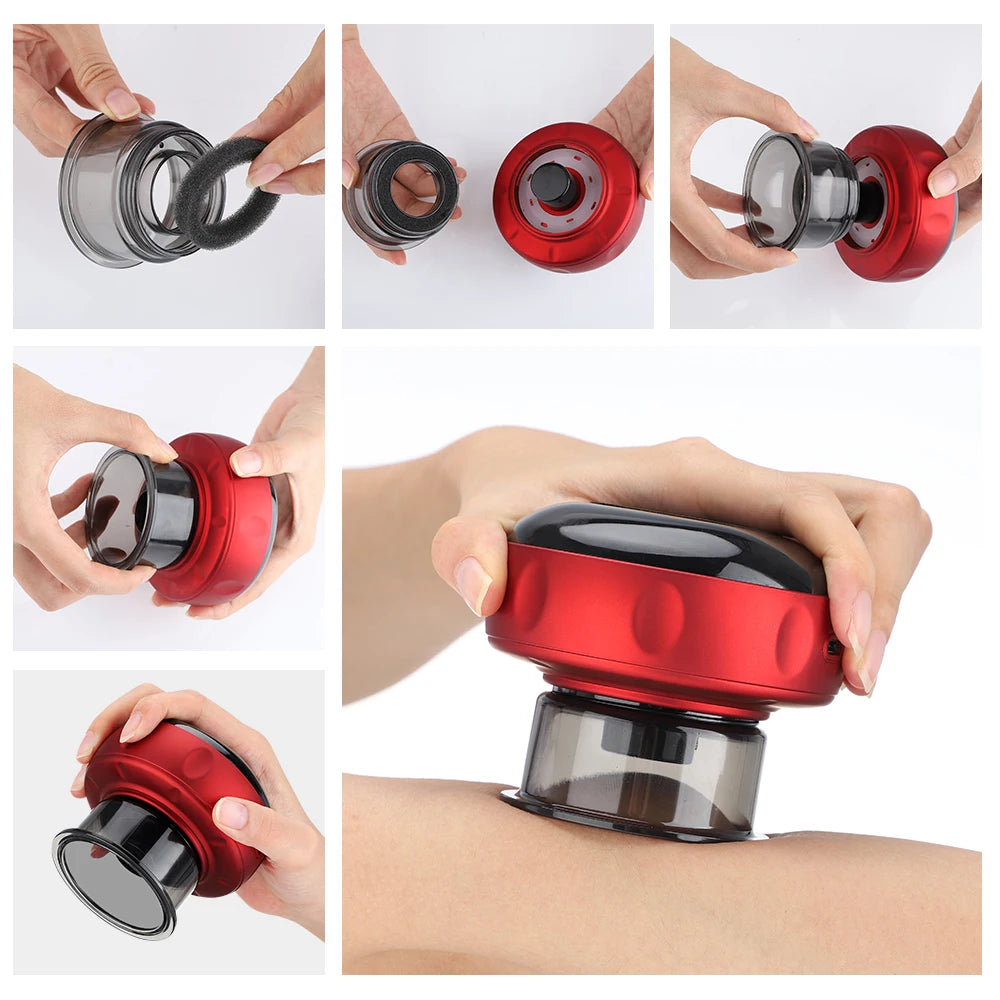 Intelligent Vacuum Cupping Massager 12 Gear Heating Body Gua/Sha Back Neck Arm Cupping Massager LCD Display USB Charging