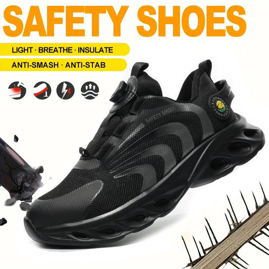 Lace-free, breathable, lightweight and comfortable/anti-smashing and anti-puncture safety shoes
