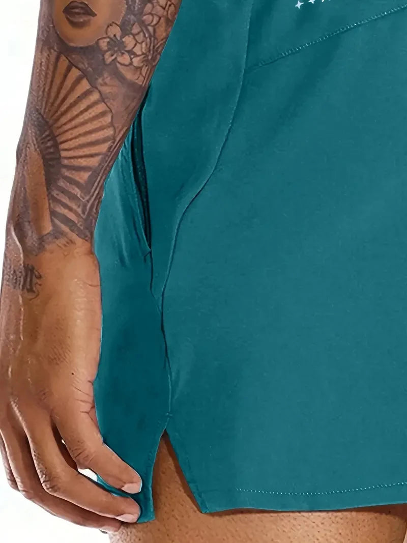 Men New Summer Beach New Models Solid Color Fashion/Leisure Comfortable Elastic Waist Double Pockets Cool Sports Shorts