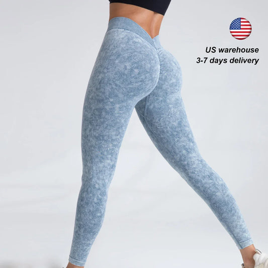 V Back Yoga Pants Women Workout Sport Leggings Fitness Seamless Leggings/Girl Gym Tights Scrunch Push Up Sportswear