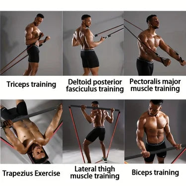 Resistance Bands Set 250lbs Elastic Exercise Bands with Door Anchor Handles/Ankle Straps and Carry Bag Indoor Outdoor Fitness