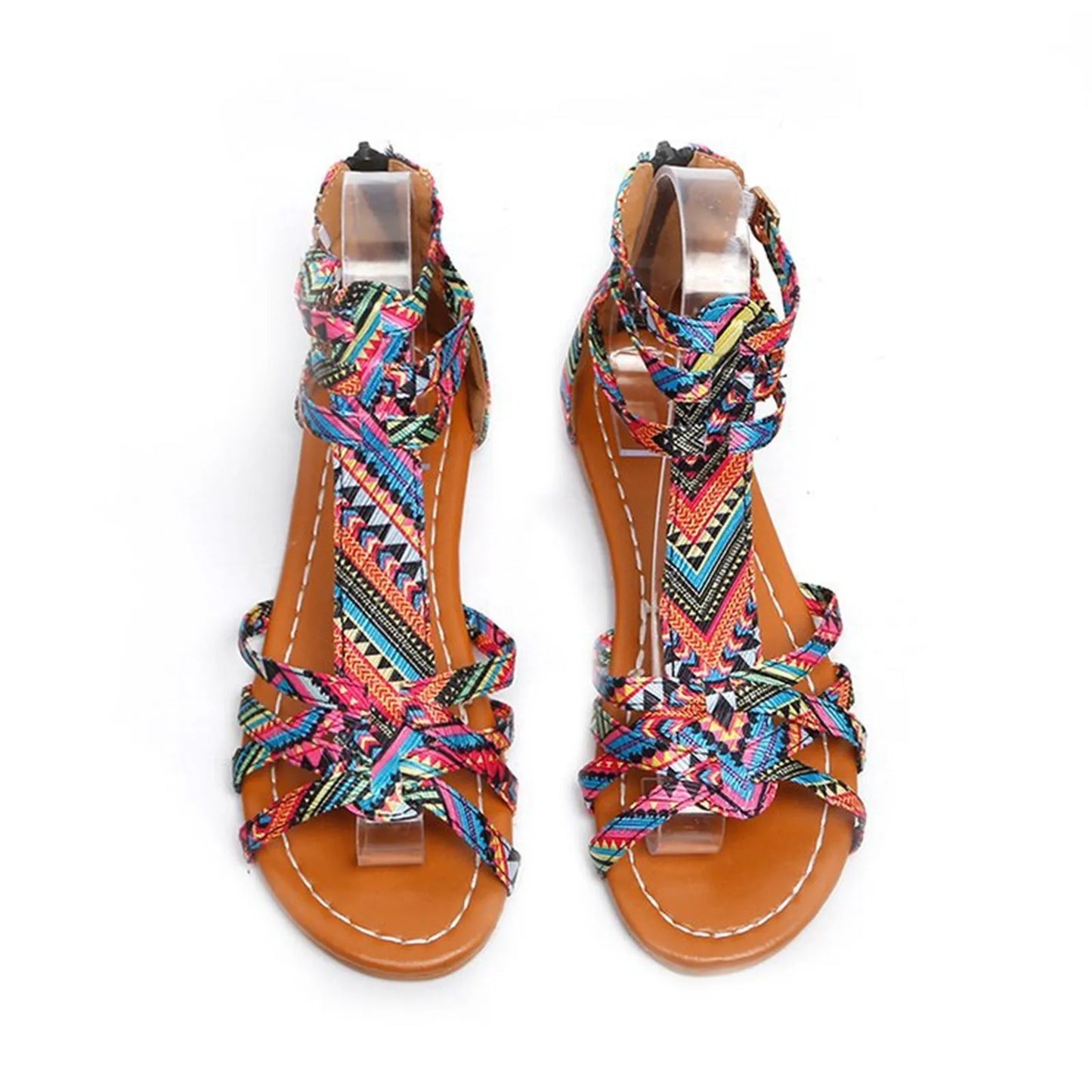 Women Buckle Strap Sandals/Ethnic Style Flats Shoes For Women Platform Sandals