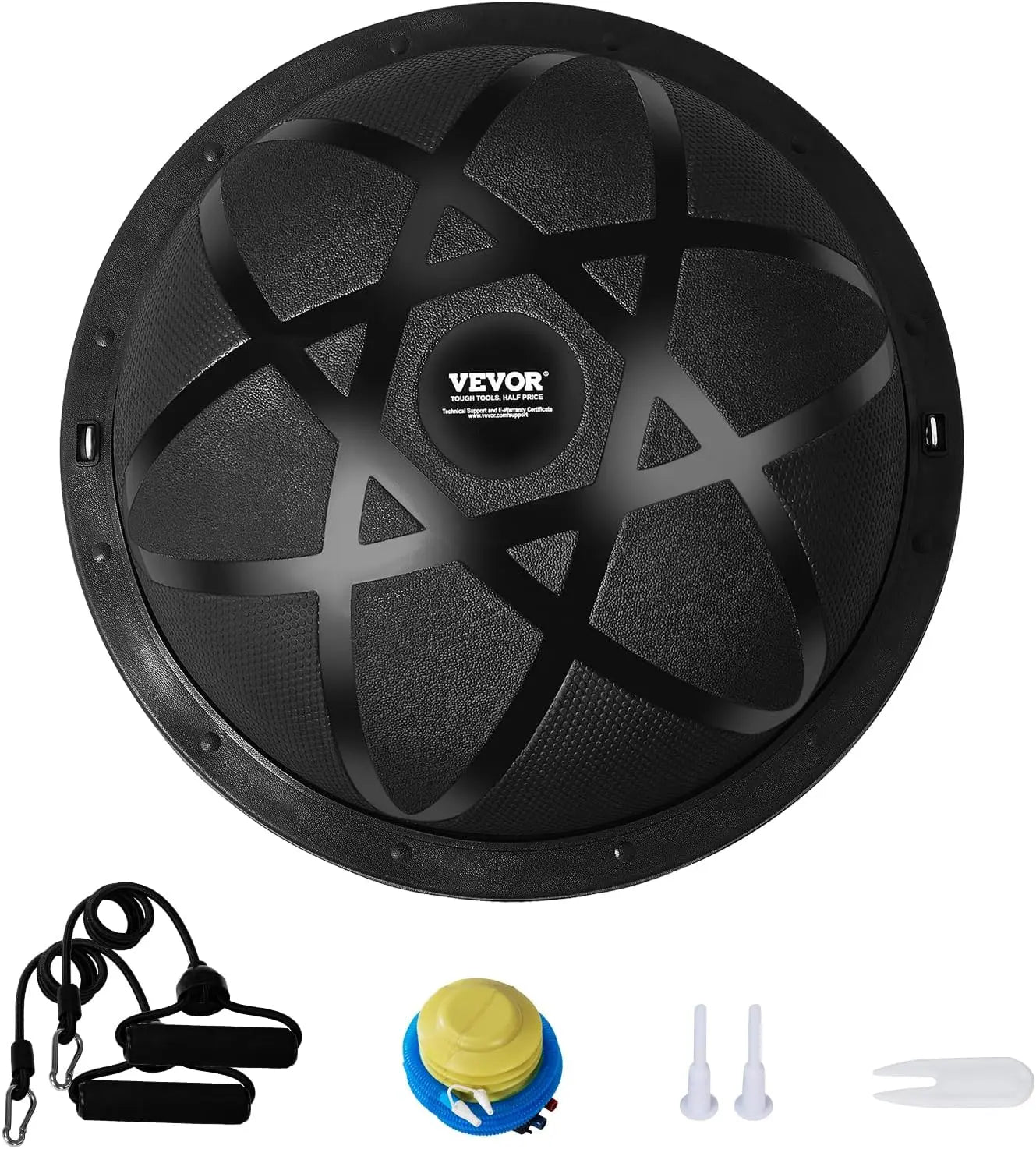 Half Exercise Balance Ball, 23/26 Inch Stability Trainer/with Resistance Bands and Pump for Home Gym Full Body Workout
