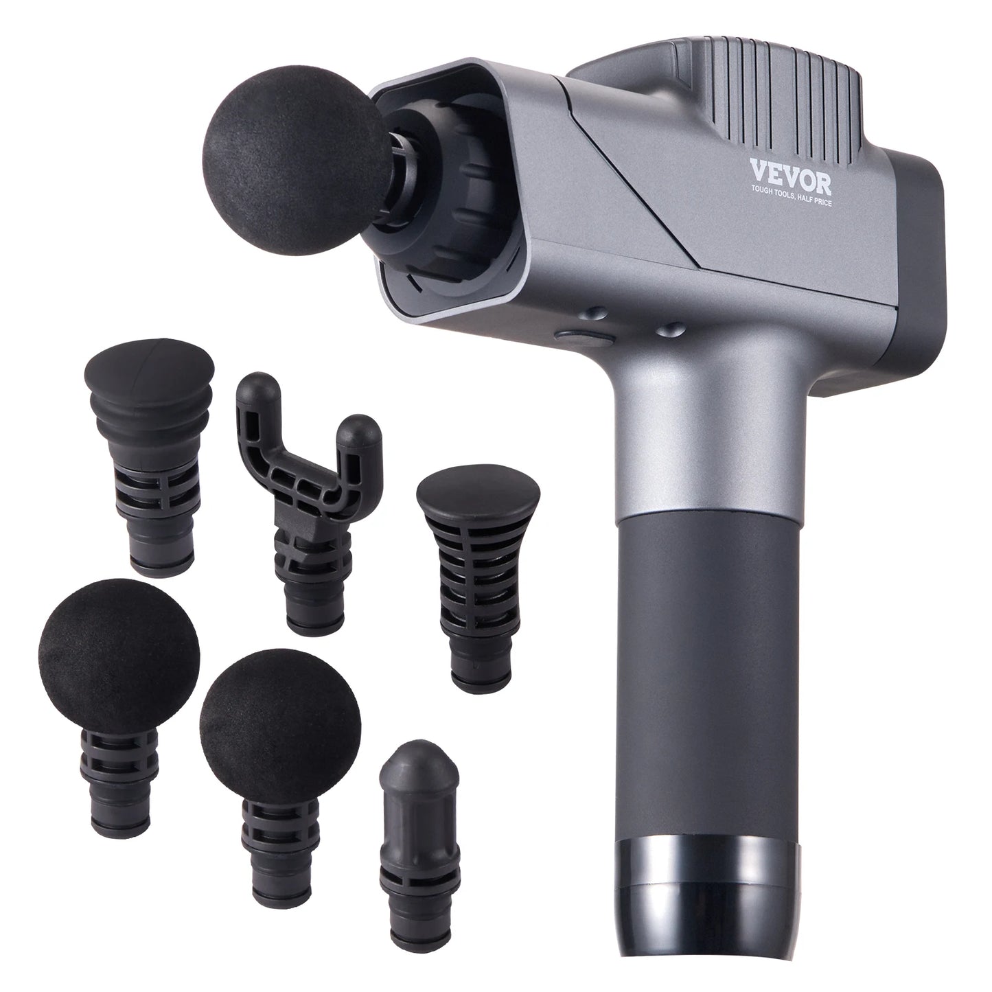 SucceBuy Massage Gun Deep Tissue Percussion Muscle Massager for Athletes/w/ 8 Speed Levels 6 Massage Heads 16V 2500mAh Batteries