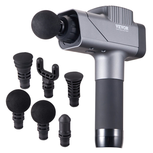 SucceBuy Massage Gun Deep Tissue Percussion Muscle Massager for Athletes/w/ 8 Speed Levels 6 Massage Heads 16V 2500mAh Batteries