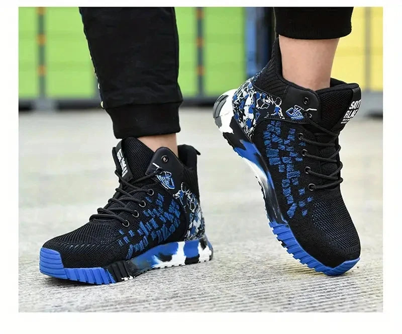 Camo Camouflage High Top Steel Toe Safety Work Boots for Men/Anti-Smash Puncture Resistant Breathable Indestructible