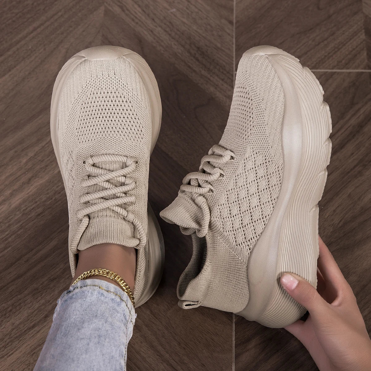 Women's Mesh Breathable Casual Sneakers Lace-up Vulcanized Shoes/Ladies Platform Sneakers Female Shoes Loafers Plus Size