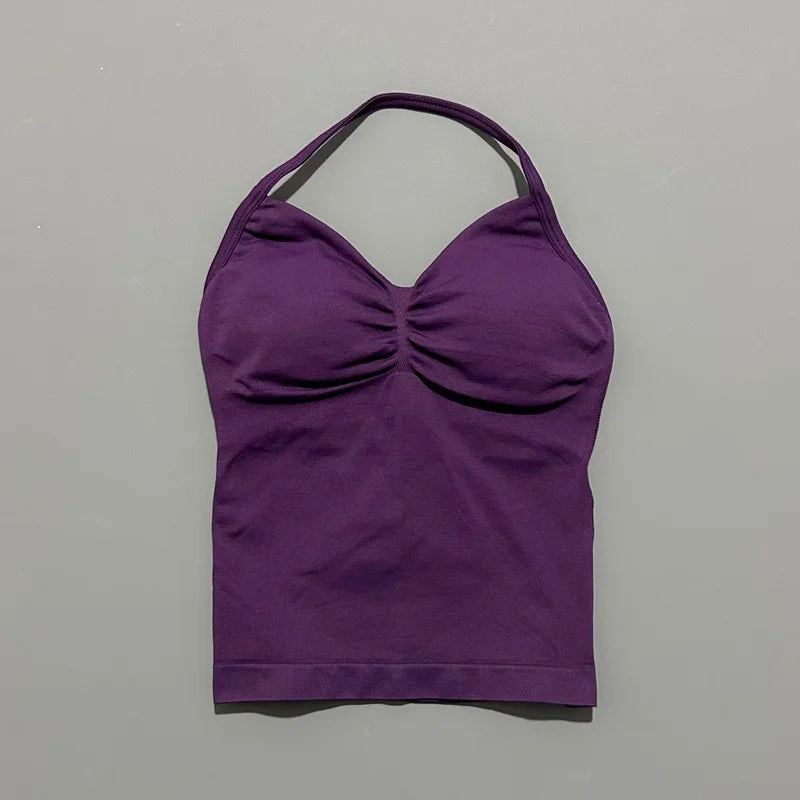 Histello Longline Strappy Top Women Sports Yoga Vest Fitness Tank Top/Gym Beautiful Open Back Bra Running Workout Halter