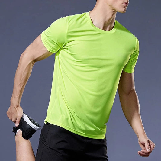 Men Sports T-Shirts Quick Dry Sweat Absorption/Breathable Short Sleeve Gym