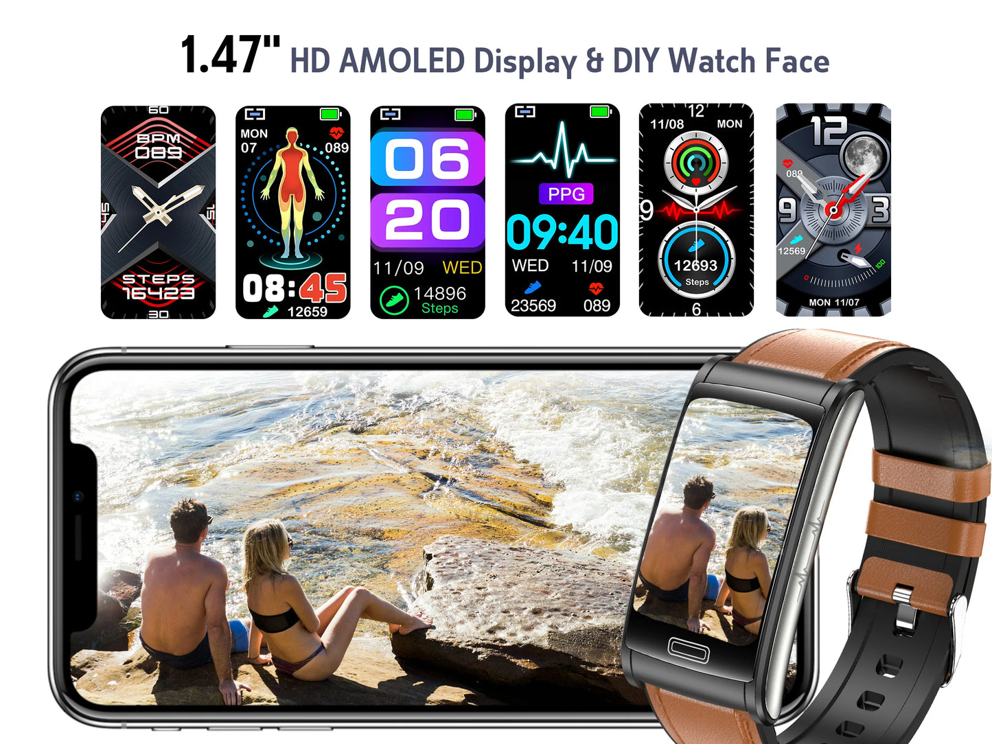 2025 New ECG+HRV Smart Watch Men Women Heart Rate/Blood Pressure Hypoxia Alarm Sleep Monitoring Fitness Sports Music Control