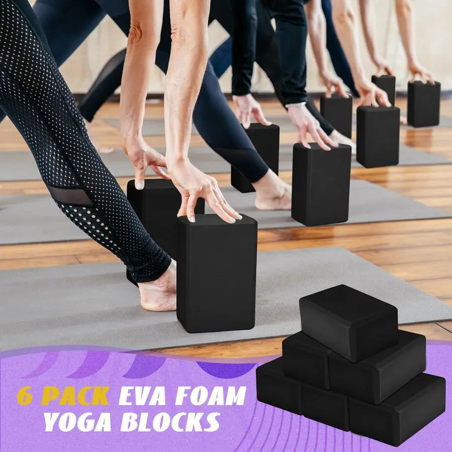 6 Pack Yoga Blocks 9 x 6 x 4 Inch Eva Foam Lightweight/Non Slip Yoga Props for Yoga Pilates Stretching Meditation