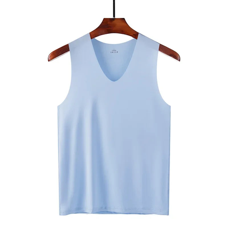 Undershirts Men's Underwear Summer Vest Men Traceless Ice Silk/Tank Top Slim Fit Sports Fitness Sleeveless Breathable Singlet