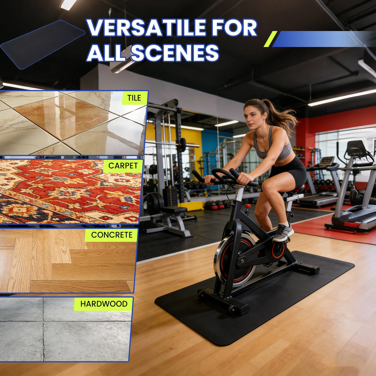 35.5x71 Inch High-Density Non-Slip Treadmill Mat for Home Gym/6mm Thick Shock Absorbing PVC Heavy Duty Waterproof Noise Reducing