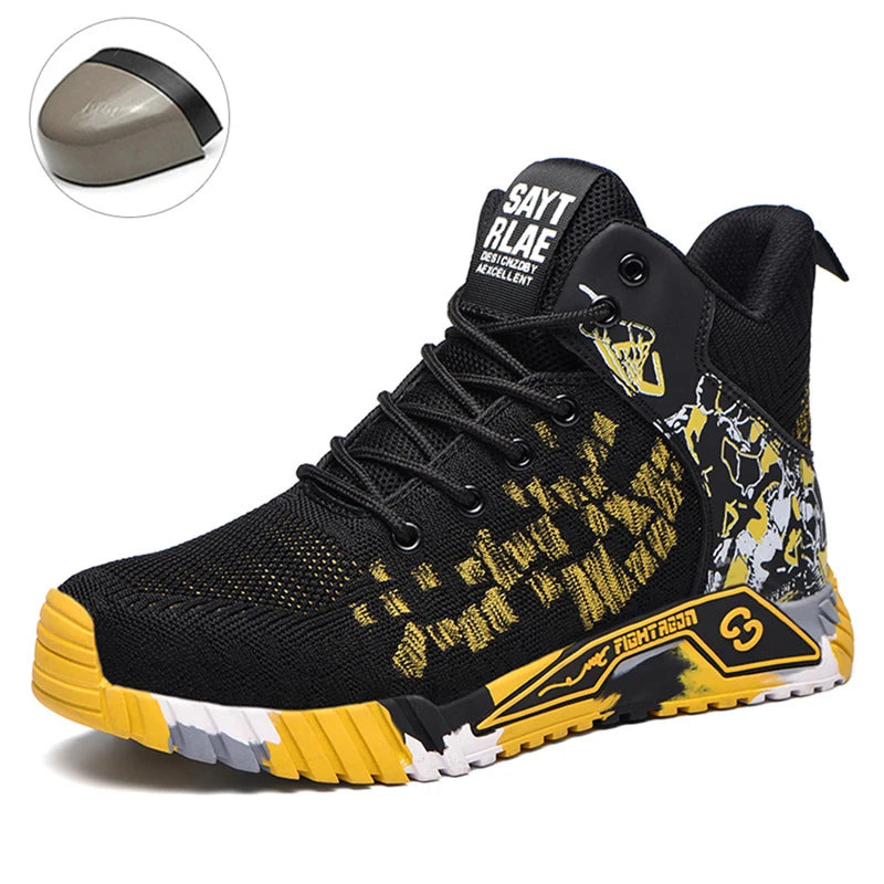 Wear Resistant Durable Steel Toe Work Shoes for Men Impact Resistant/Steel Toe Cap Lightweight Comfortable Industrial Safety Sneakers