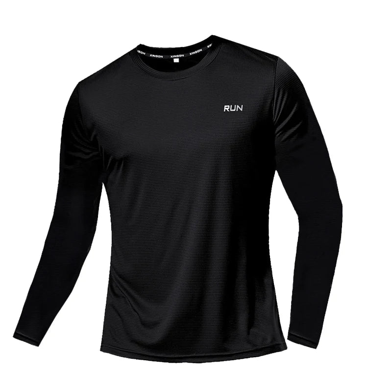 Summer Ice Silk Long Sleeve T-Shirt Men New Quick Dry/Breathable Material Outdoor Sun Protection Running Outer Wear