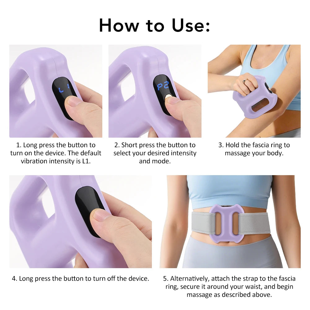 Electric Body Fascia Ring Portable Dual-Ring Vibration Fascia Massager/For Back Waist Arm Leg Fat Burning Weight Loss