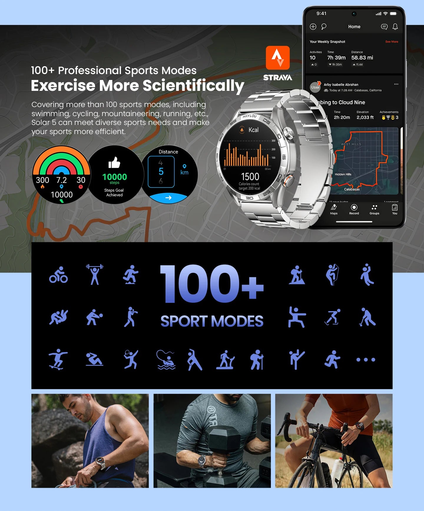 HAYLOU Solar 5 Voice Calling Smartwatch 1.58'' AMOLED Display 60Hz Smart Watch/24H Health Monitoring Sports Smartwatch for Men
